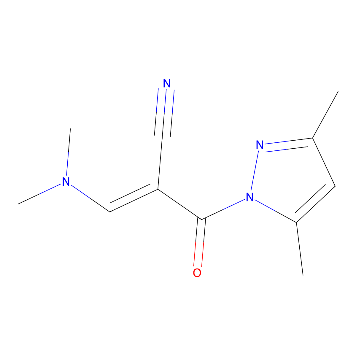 3-(dimethylamino)-2-[(3,5-dimethyl-1H-pyrazol-1-yl)carbonyl]acrylonitrile molecular structure, CAS 263761-80-4