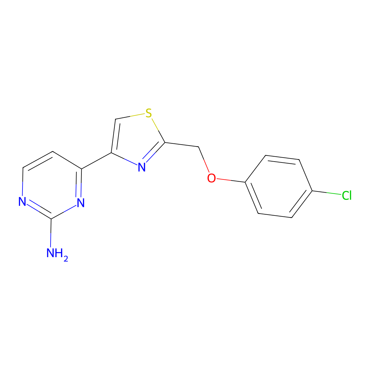 4-{2-[(4-Chlorophenoxy)methyl]-1,3-thiazol-4-yl}pyrimidin-2-amine molecular structure, CAS 263761-85-9