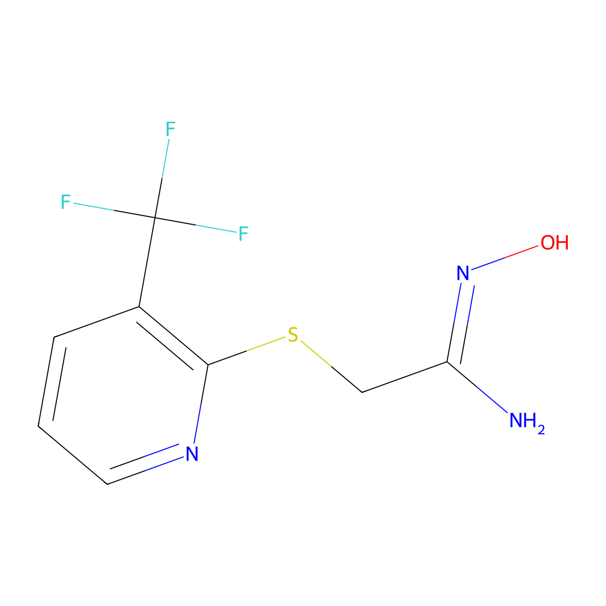 N'-hydroxy-2-[3-(trifluoromethyl)pyridin-2-yl]sulfanylethanimidamide molecular structure, CAS 263762-04-5