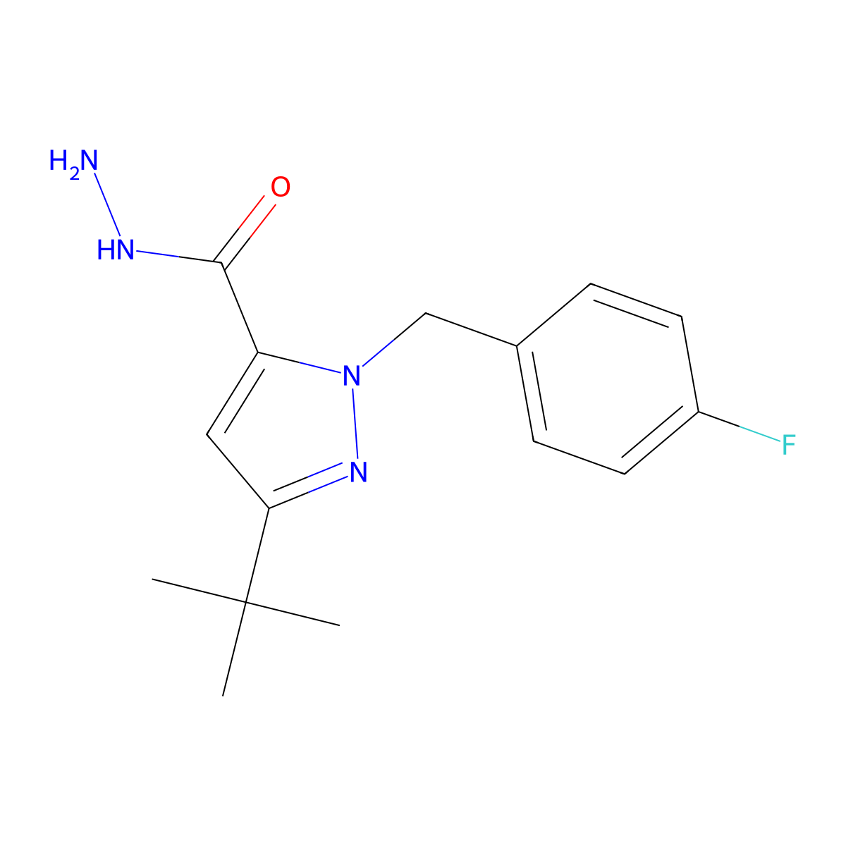 3-(tert-butyl)-1-(4-fluorobenzyl)-1H-pyrazole-5-carbohydrazide molecular structure, CAS 263762-14-7