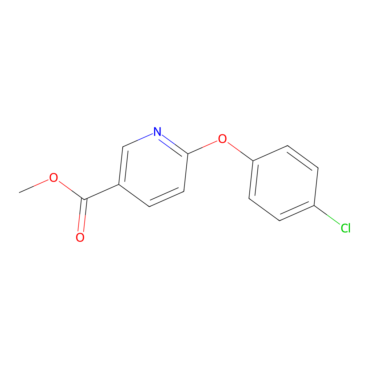 Methyl 6-(4-chlorophenoxy)pyridine-3-carboxylate molecular structure, CAS 263766-90-1