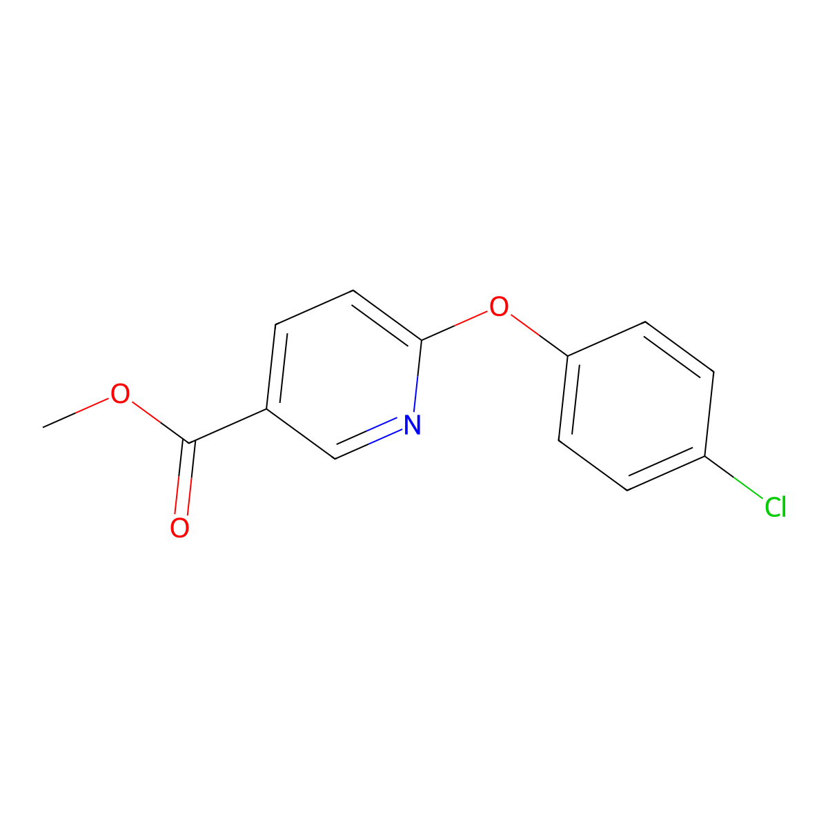 Methyl 6-(4-chlorophenoxy)pyridine-3-carboxylate molecular structure, CAS 263766-90-1