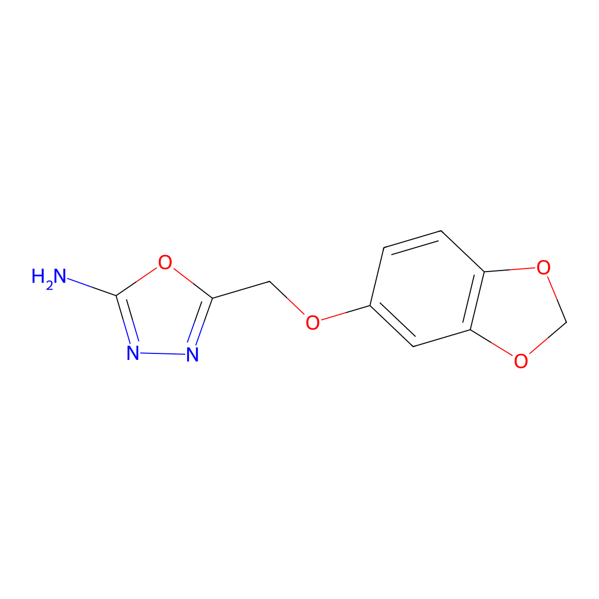 5-[(1,3-Benzodioxol-5-yloxy)methyl]-1,3,4-oxadiazol-2-amine molecular structure, CAS 26377-39-9