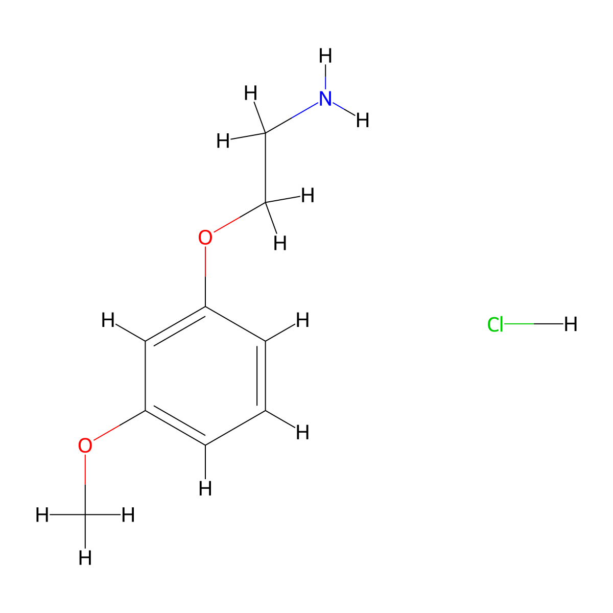 1-(2-Aminoethoxy)-3-methoxybenzene hydrochloride molecular structure, CAS 26378-67-6