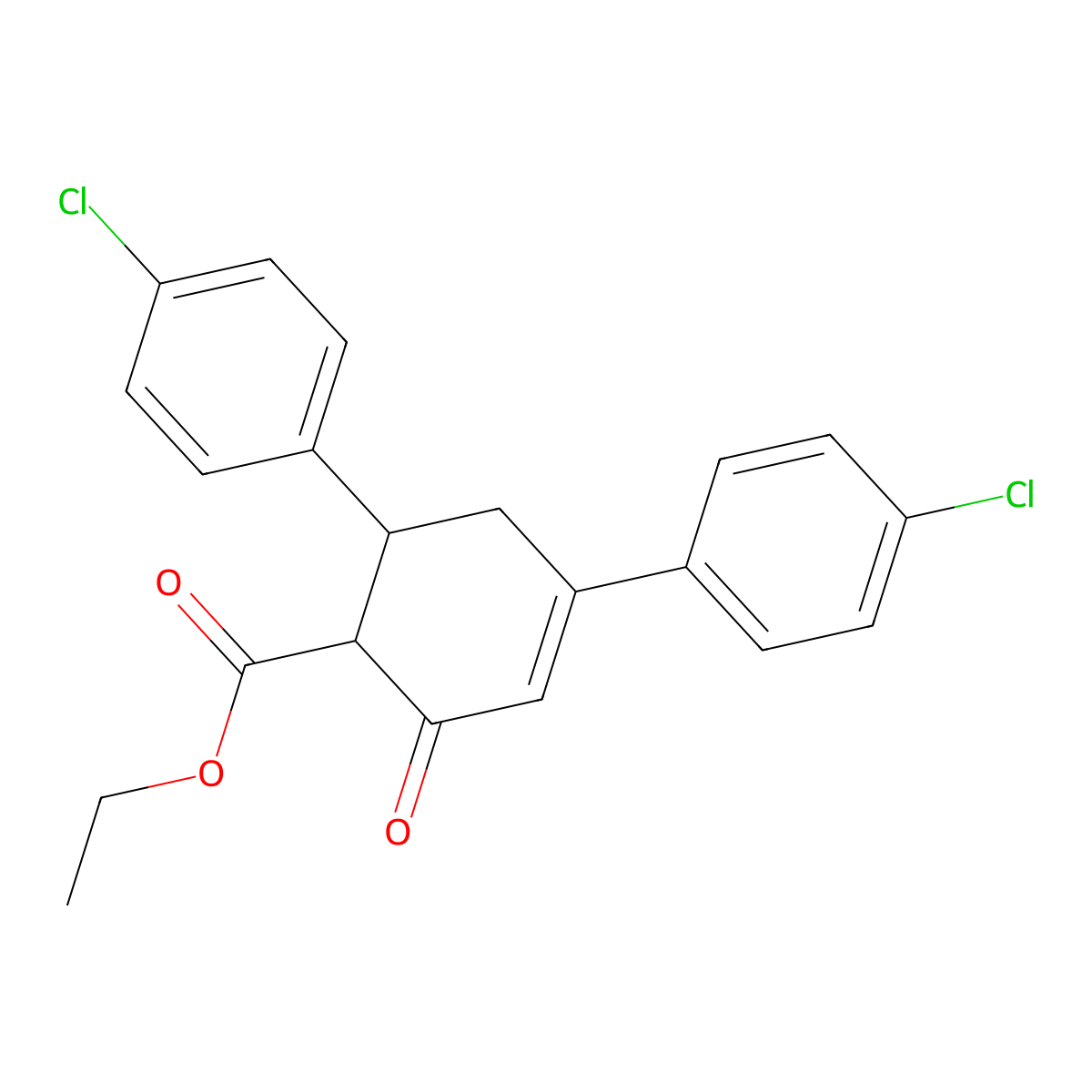 Ethyl 4,6-bis(4-chlorophenyl)-2-oxo-3-cyclohexene-1-carboxylate molecular structure, CAS 26379-96-4