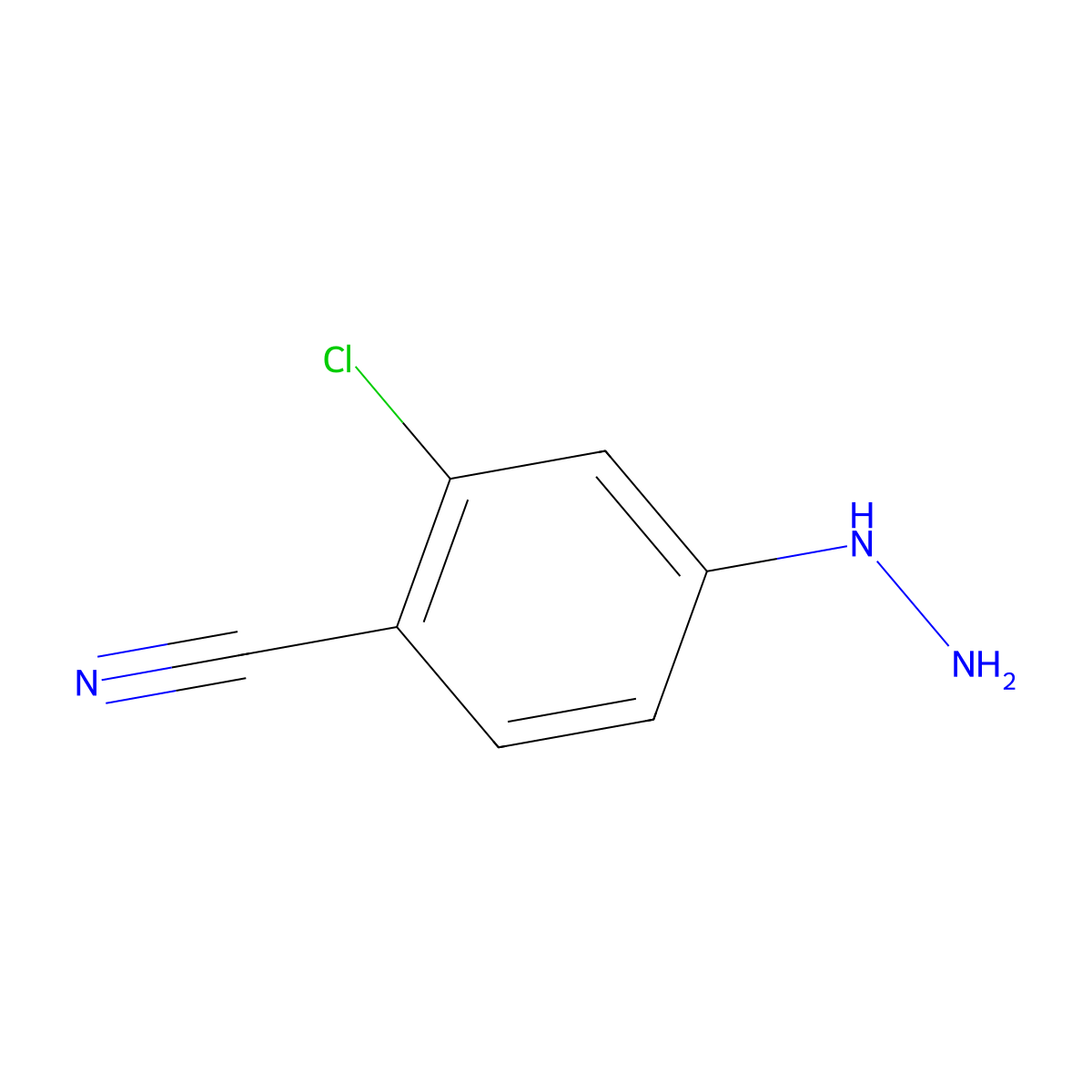 2-Chloro-4-hydrazinylbenzonitrile molecular structure, CAS 263845-81-4