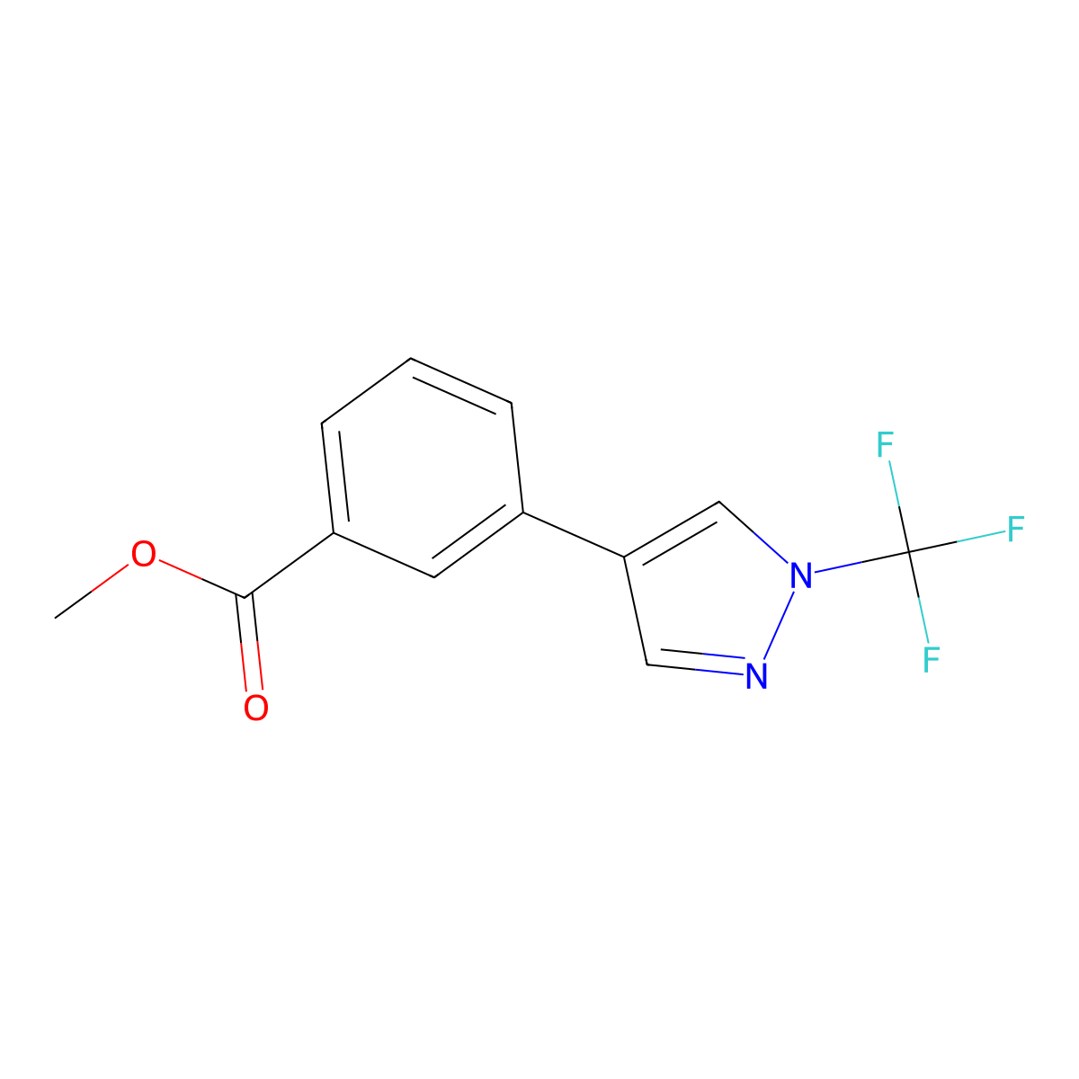 Methyl 3-[1-(trifluoromethyl)-1H-pyrazol-4-yl]benzoate molecular structure, CAS 2638547-45-0