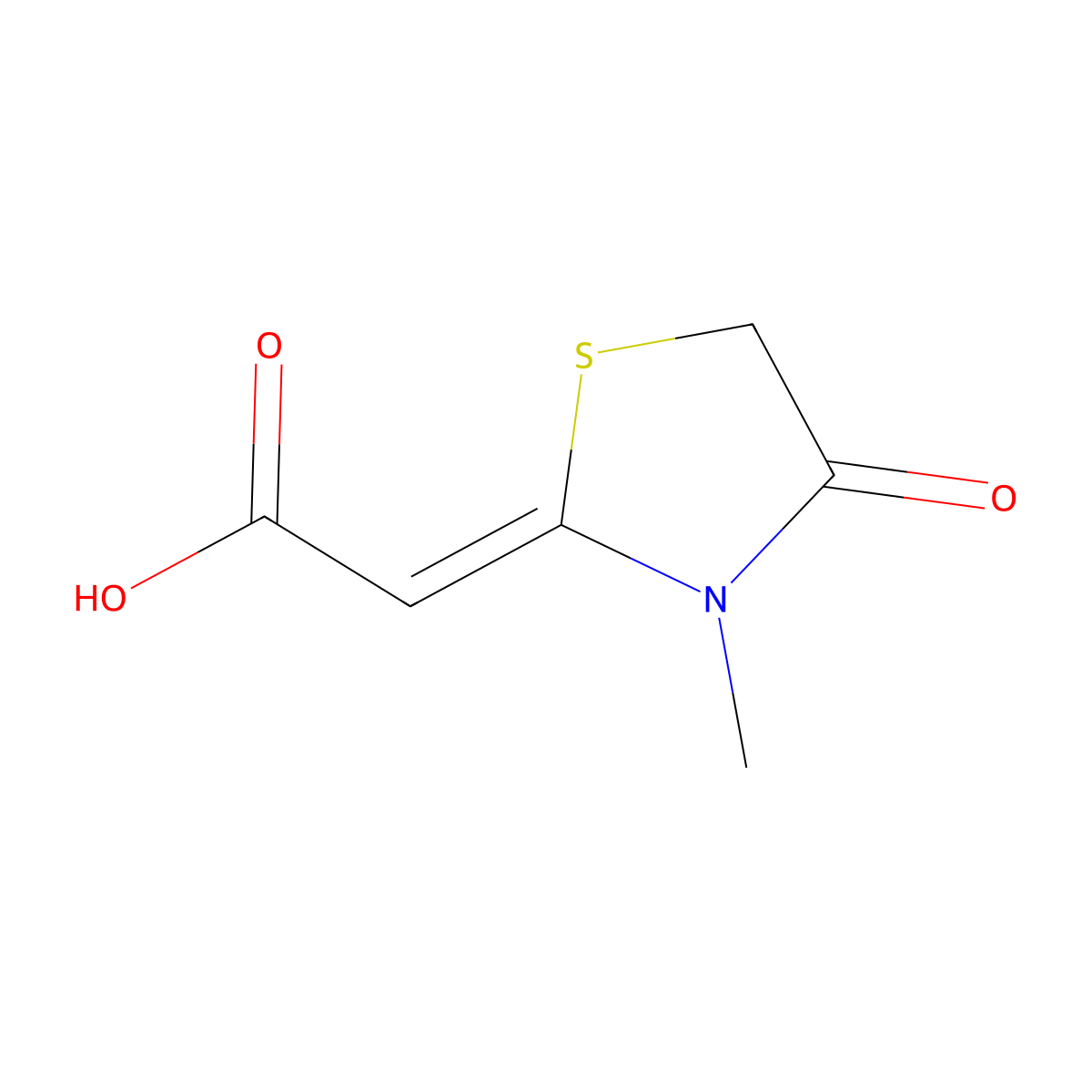 (3-Methyl-4-oxo-1,3-thiazolidin-2-ylidene)acetic acid molecular structure, CAS 26386-18-5