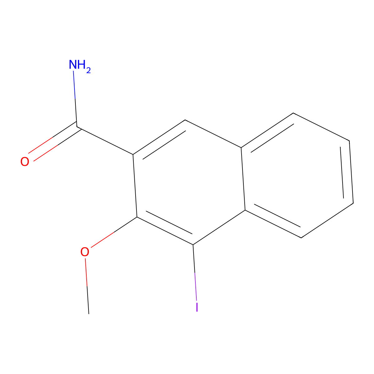 4-Iodo-3-methoxynaphthalene-2-carboxamide molecular structure, CAS 263862-85-7
