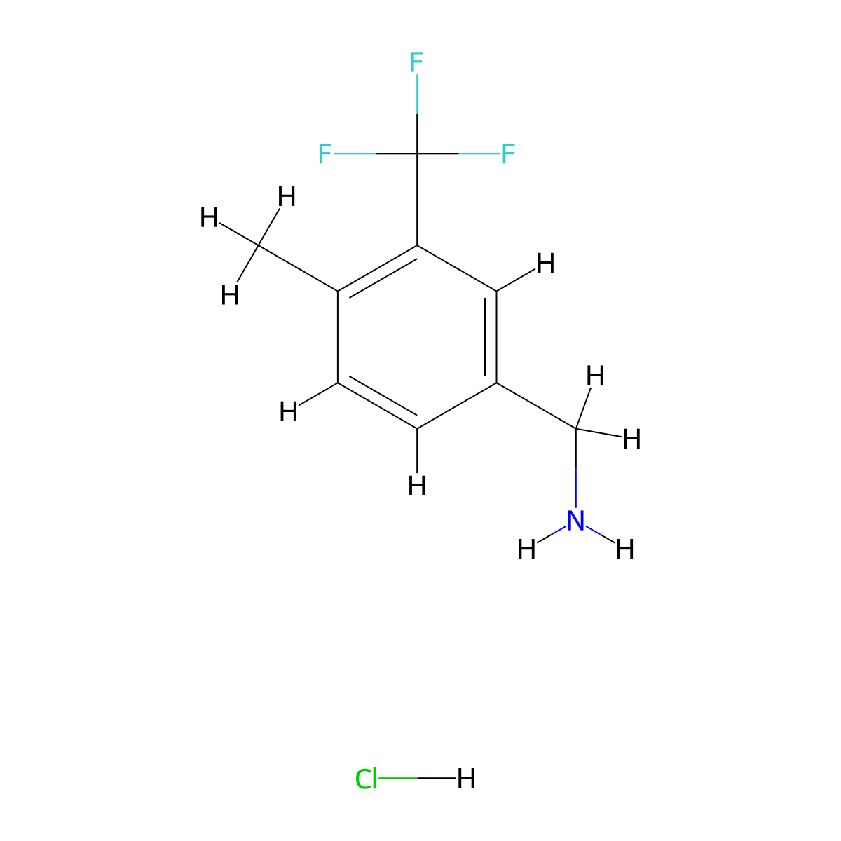 [4-Methyl-3-(trifluoromethyl)phenyl]methanamine;hydrochloride molecular structure, CAS 2638625-34-8