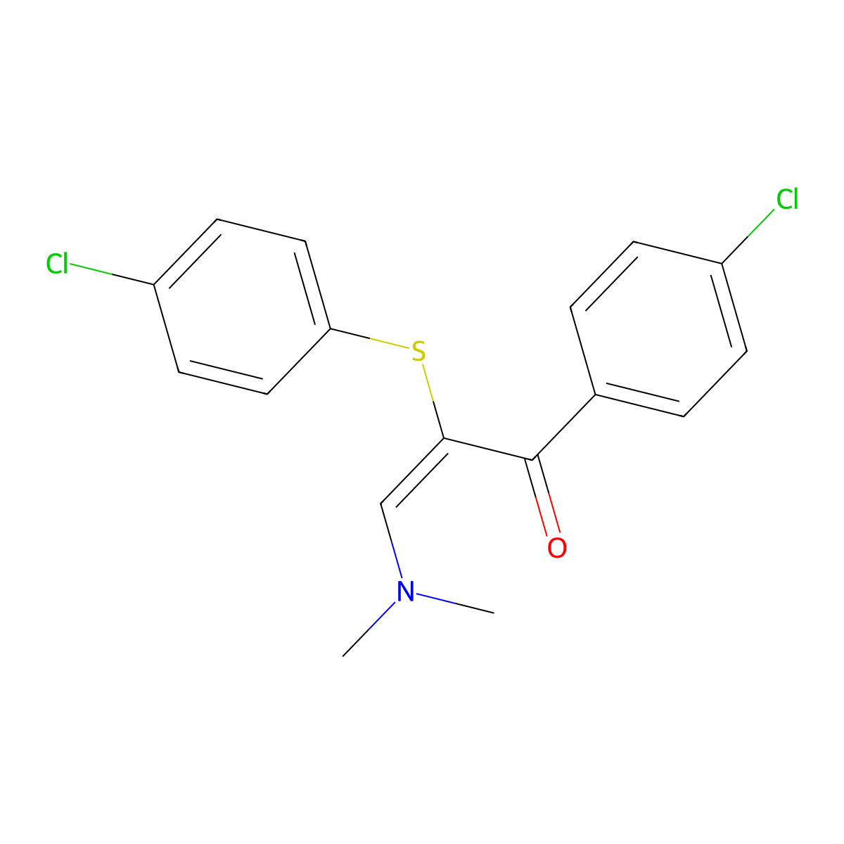 (Z)-1-(4-chlorophenyl)-2-(4-chlorophenyl)sulfanyl-3-(dimethylamino)prop-2-en-1-one molecular structure, CAS 263869-24-5