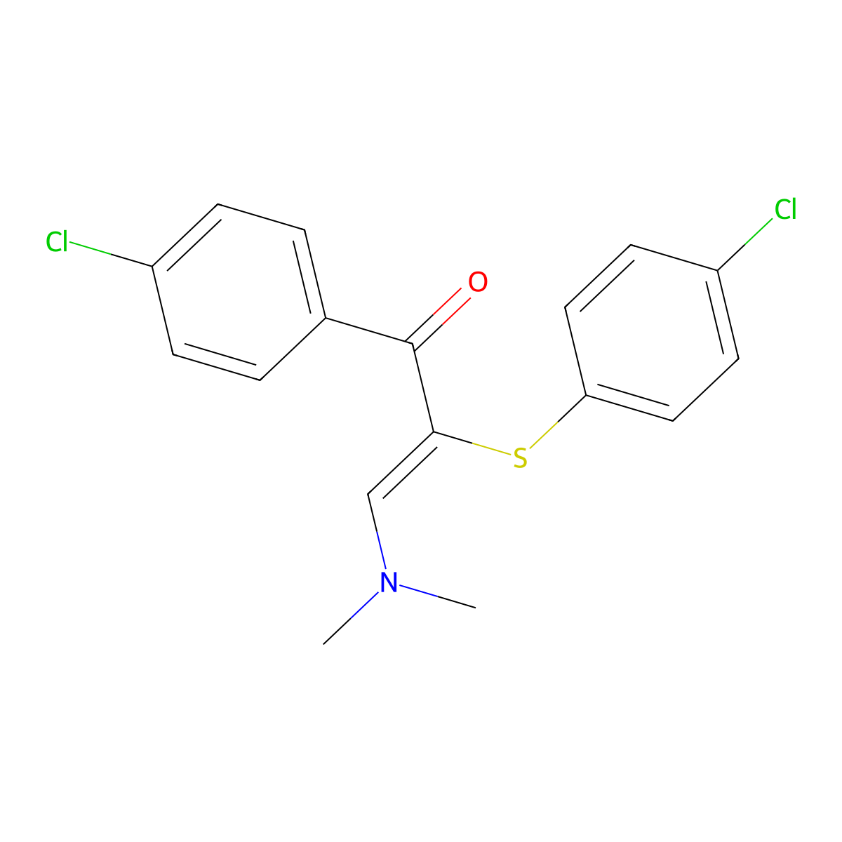 (Z)-1-(4-chlorophenyl)-2-(4-chlorophenyl)sulfanyl-3-(dimethylamino)prop-2-en-1-one molecular structure, CAS 263869-24-5