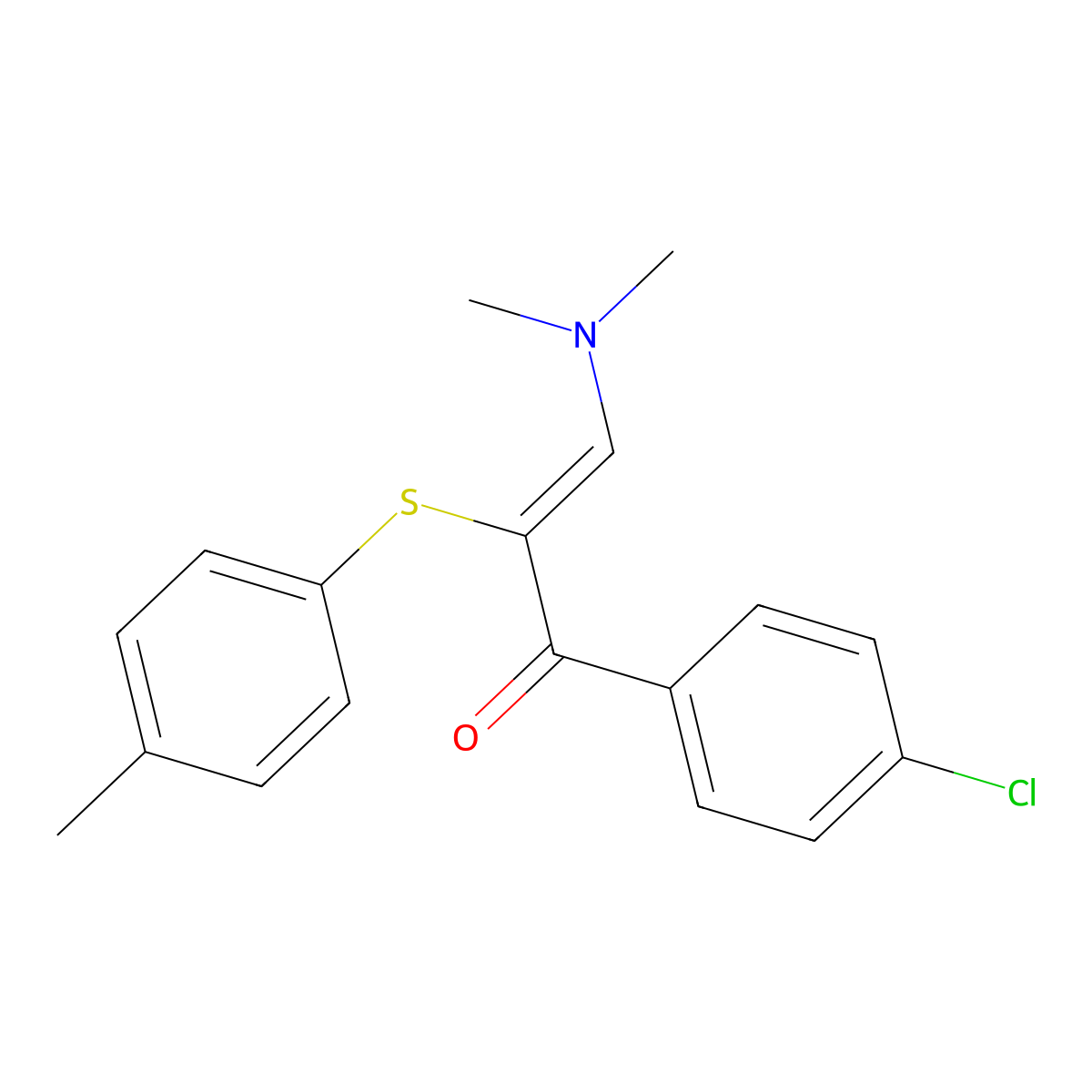 (2Z)-1-(4-chlorophenyl)-3-(dimethylamino)-2-[(4-methylphenyl)sulfanyl]prop-2-en-1-one molecular structure, CAS 263869-25-6
