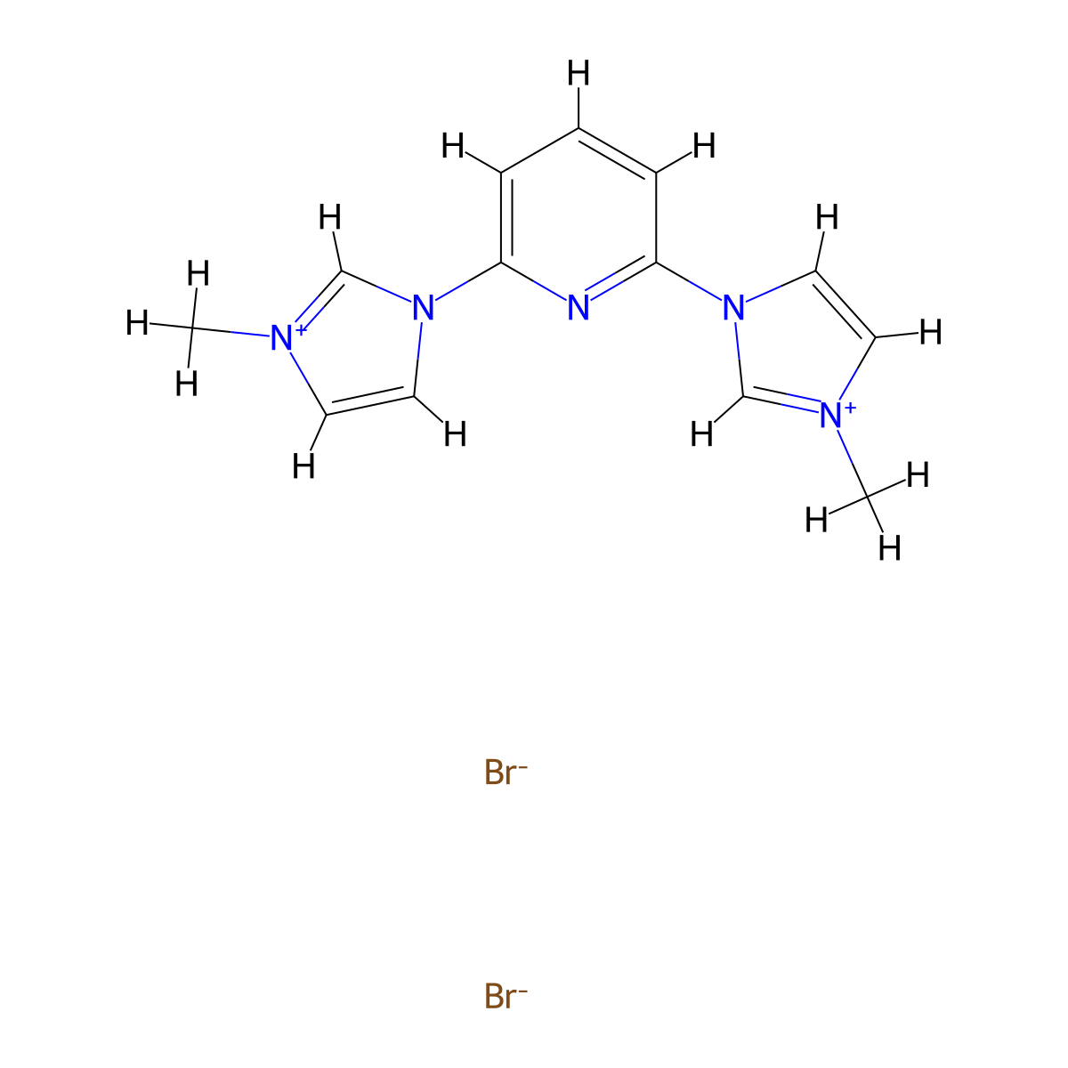 1,1'-(Pyridine-2,6-diyl)bis(3-methyl-1H-imidazol-3-ium) bromide molecular structure, CAS 263874-05-1