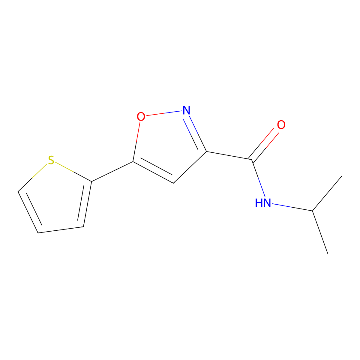 N-Isopropyl-5-(thiophen-2-yl)isoxazole-3-carboxamide molecular structure, CAS 263890-27-3
