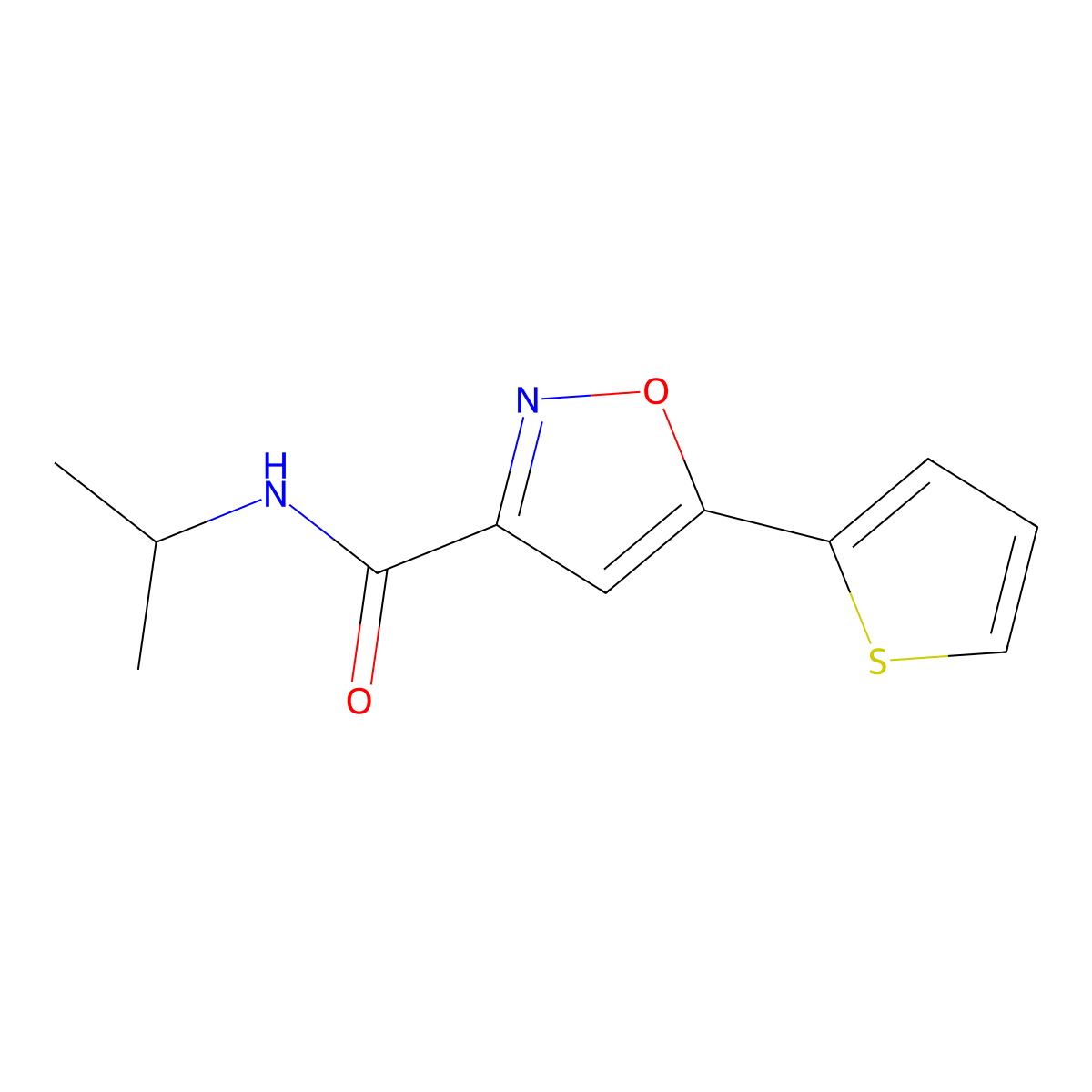 N-Isopropyl-5-(thiophen-2-yl)isoxazole-3-carboxamide molecular structure, CAS 263890-27-3