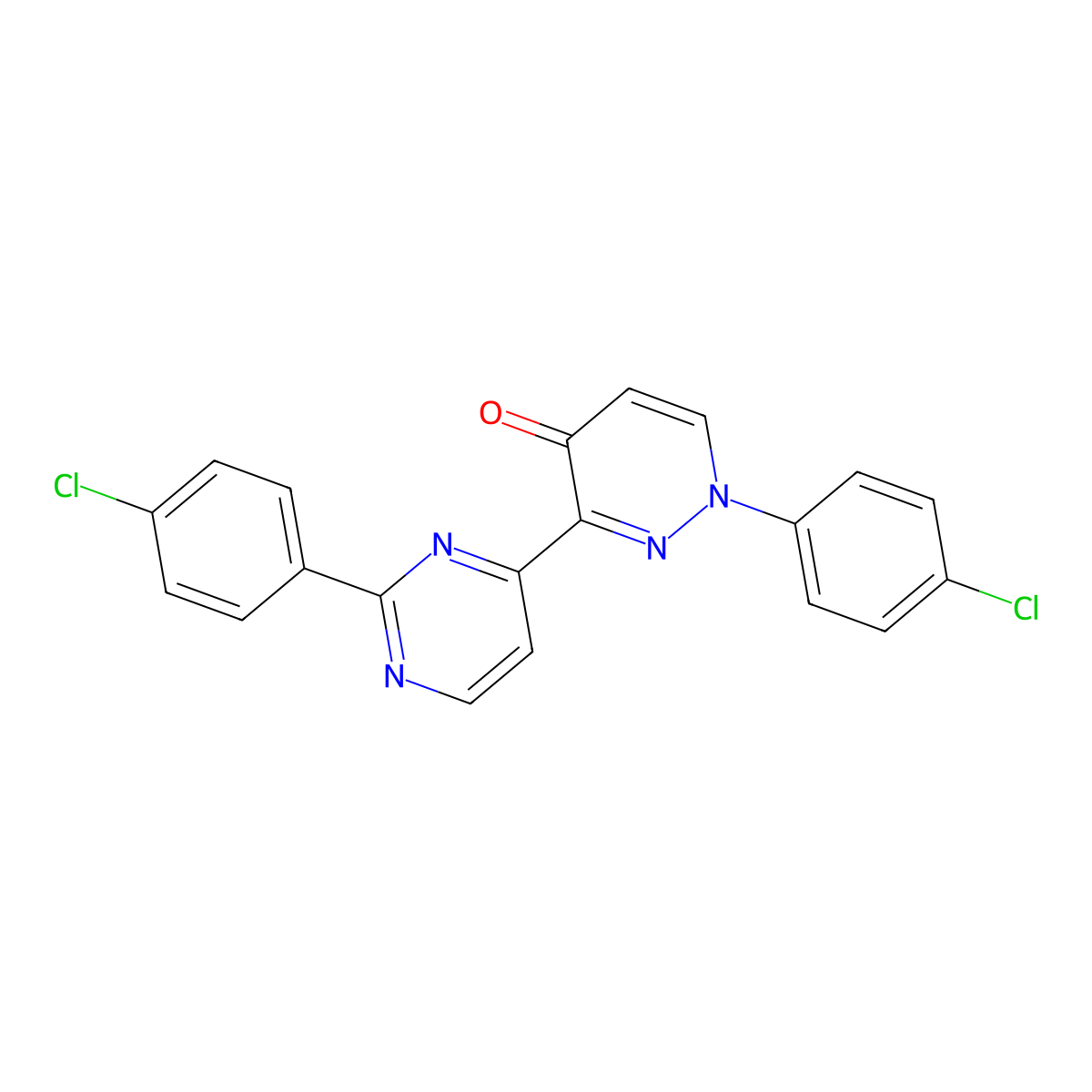 1-(4-Chlorophenyl)-3-[2-(4-chlorophenyl)pyrimidin-4-yl]-1,4-dihydropyridazin-4-one molecular structure, CAS 263890-66-0