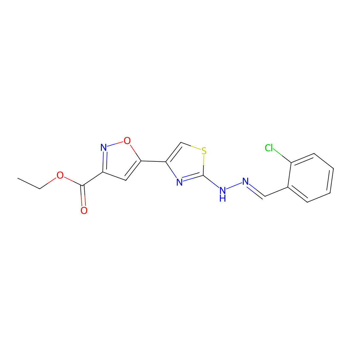 Ethyl 5-[2-[2-[(2-chlorophenyl)methylene]hydrazinyl]-4-thiazolyl]-3-isoxazolecarboxylate molecular structure, CAS 263897-22-9