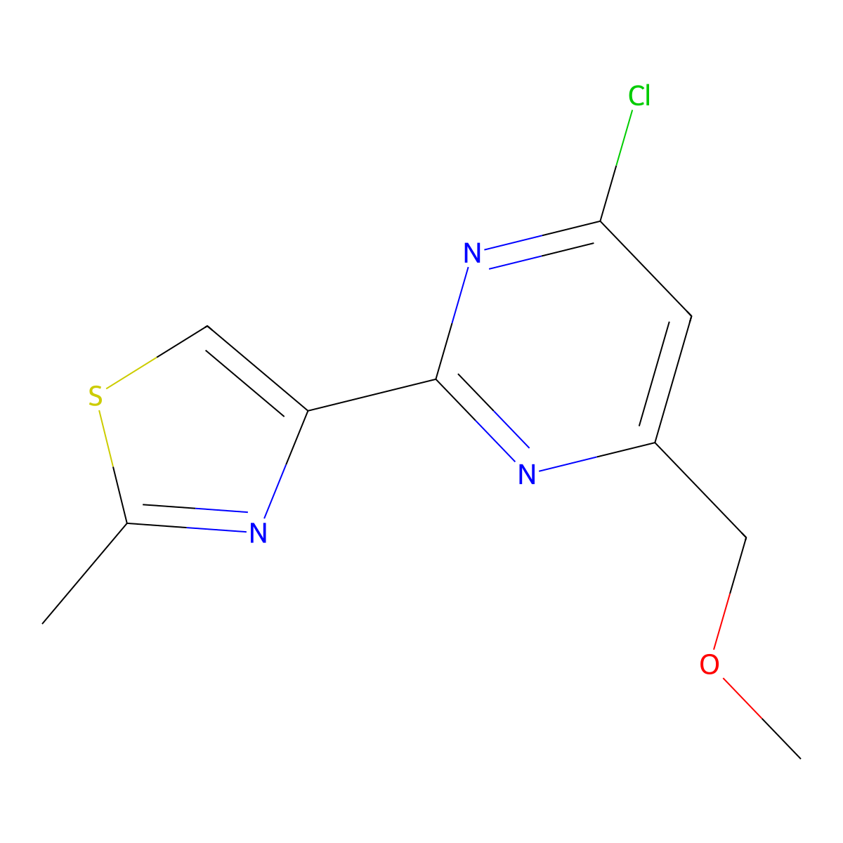 4-Chloro-6-(methoxymethyl)-2-(2-methyl-1,3-thiazol-4-yl)pyrimidine molecular structure, CAS 263897-42-3