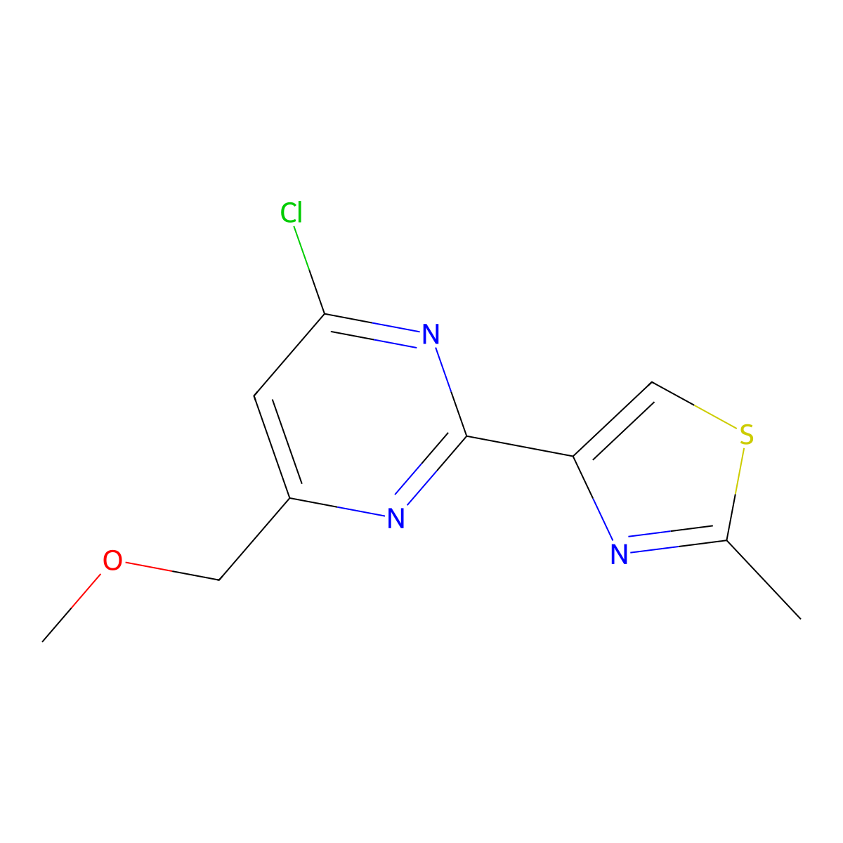 4-Chloro-6-(methoxymethyl)-2-(2-methyl-1,3-thiazol-4-yl)pyrimidine molecular structure, CAS 263897-42-3