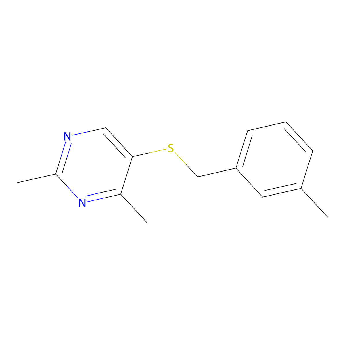 2,4-Dimethyl-5-[(3-methylbenzyl)thio]pyrimidine molecular structure, CAS 263897-62-7