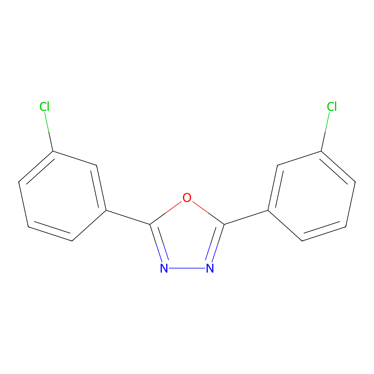 2,5-Bis(3-chlorophenyl)-1,3,4-oxadiazole molecular structure, CAS 2639-17-0