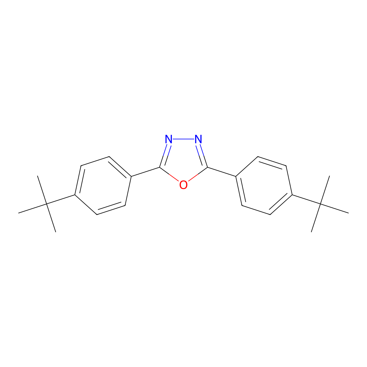 2,5-Bis(4-tert-butylphenyl)-1,3,4-oxadiazole molecular structure, CAS 2639-18-1