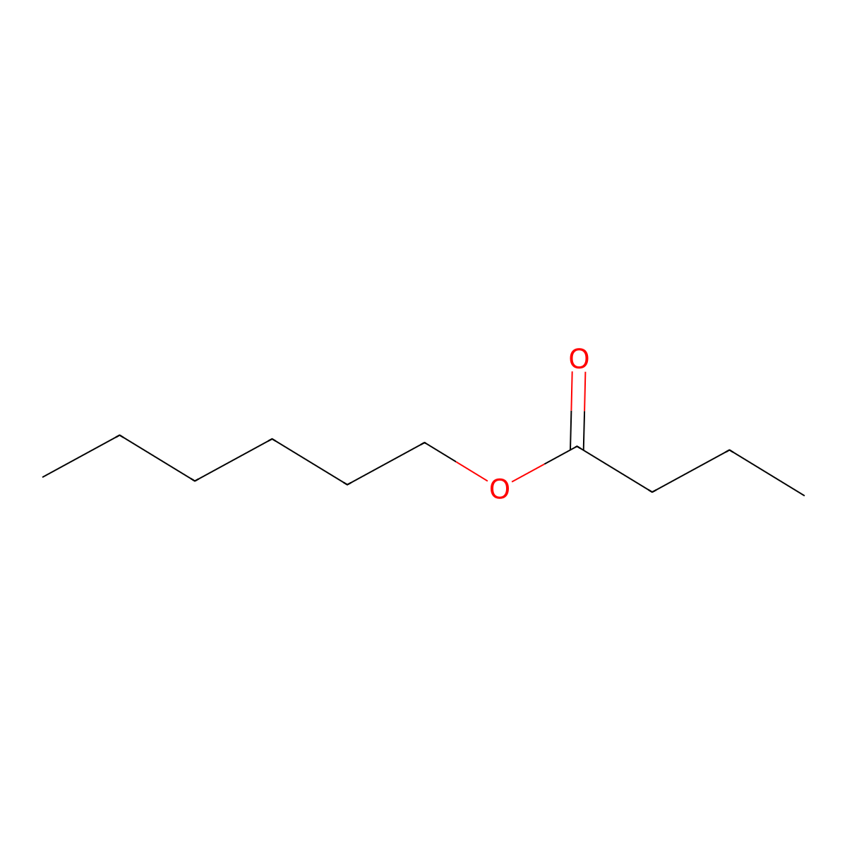 Hexyl butyrate molecular structure, CAS 2639-63-6