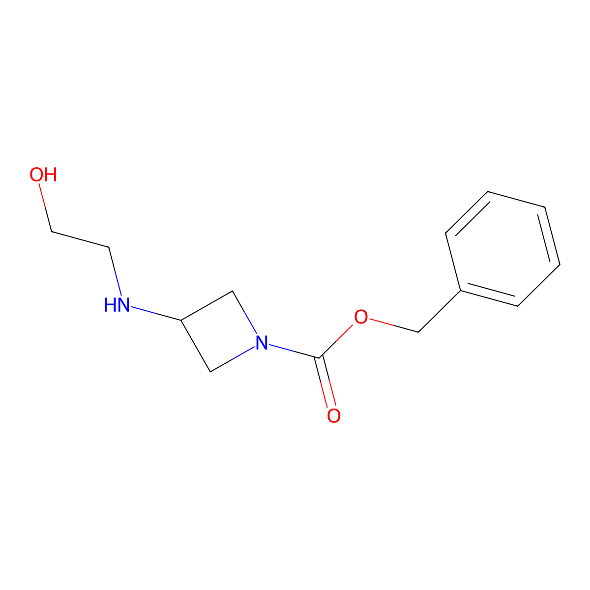 Benzyl 3-[(2-hydroxyethyl)amino]azetidine-1-carboxylate molecular structure, CAS 2639187-96-3