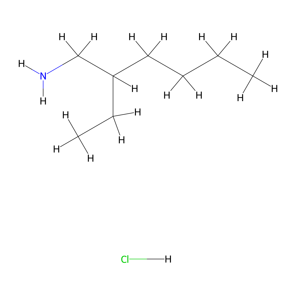 1-Hexanamine, 2-ethyl-, hydrochloride (1:1) molecular structure, CAS 26392-49-4