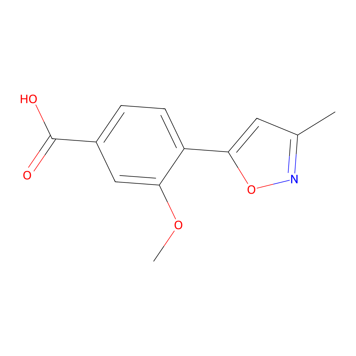3-Methoxy-4-(3-methyl-5-isoxazolyl)benzoic acid molecular structure, CAS 2639203-56-6