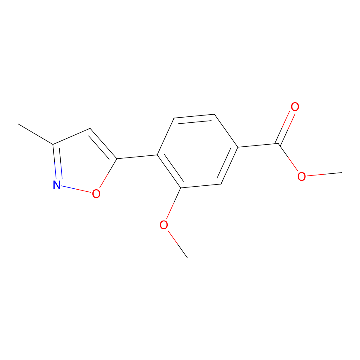 Methyl 3-methoxy-4-(3-methyl-5-isoxazolyl)benzoate molecular structure, CAS 2639203-57-7