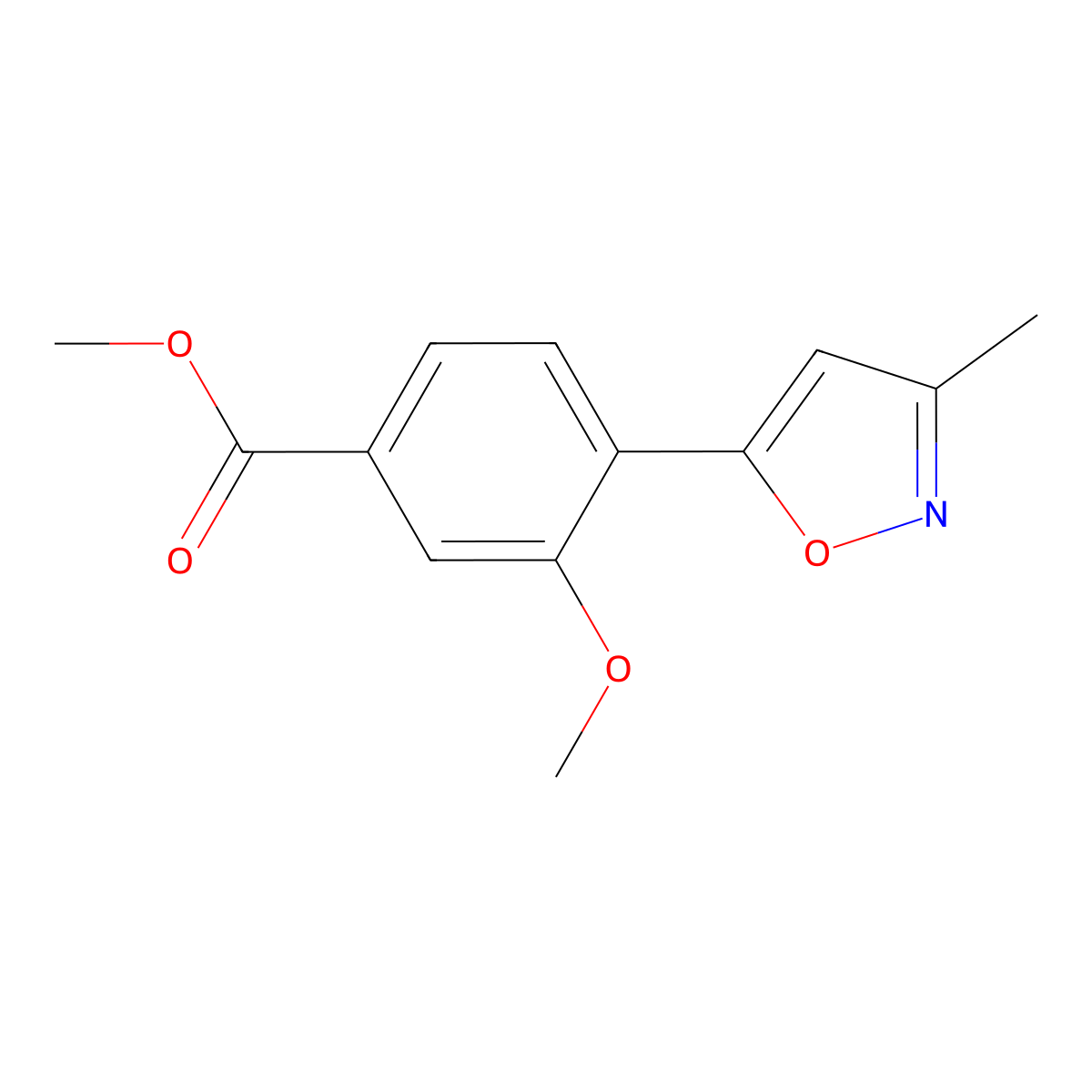 Methyl 3-methoxy-4-(3-methyl-5-isoxazolyl)benzoate molecular structure, CAS 2639203-57-7