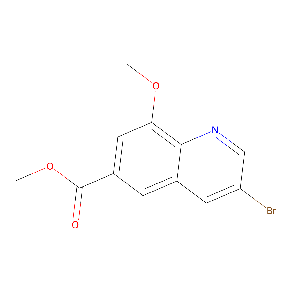 Methyl 3-bromo-8-methoxyquinoline-6-carboxylate molecular structure, CAS 2639205-51-7