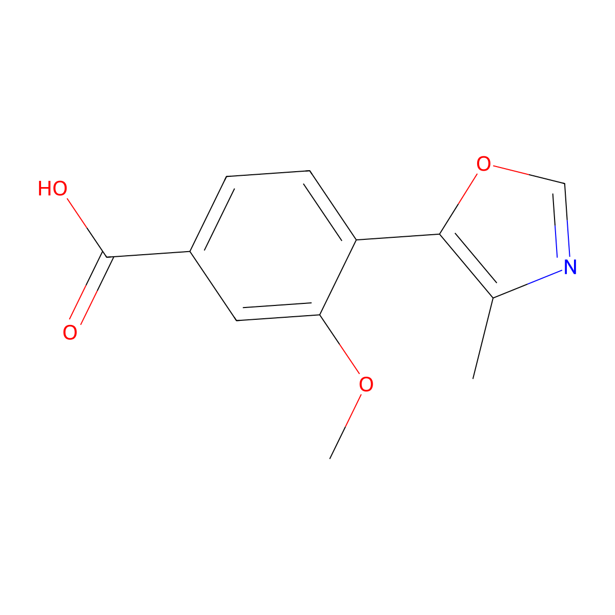 3-Methoxy-4-(4-methyl-5-oxazolyl)benzoic acid molecular structure, CAS 2639207-35-3