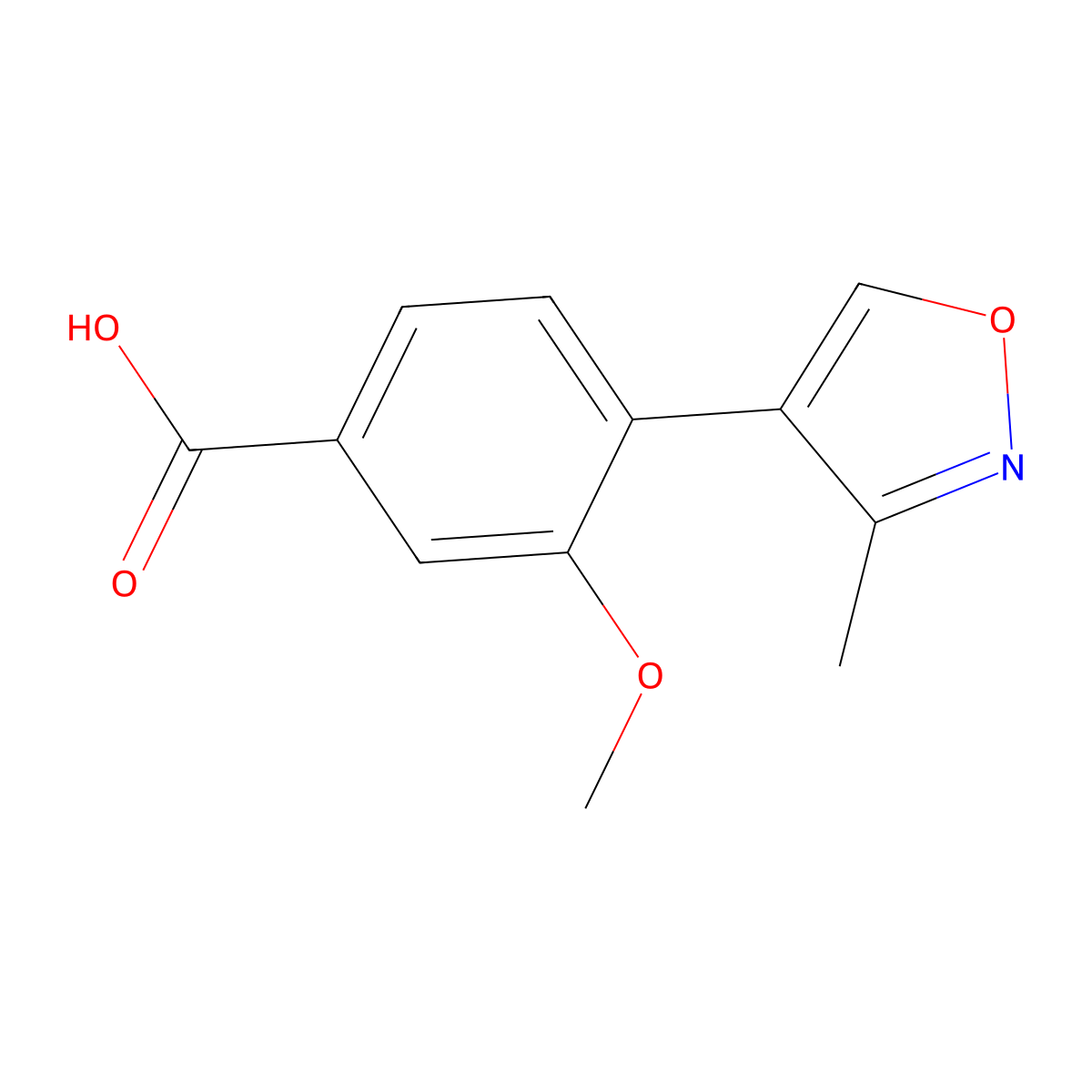 3-Methoxy-4-(3-methyl-4-isoxazolyl)benzoic acid molecular structure, CAS 2639207-38-6