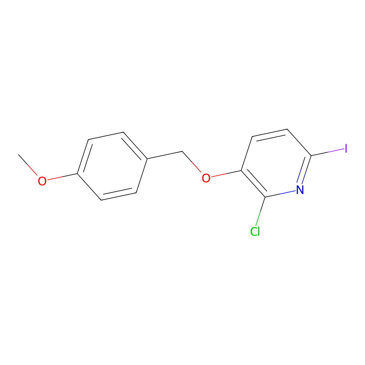 2-Chloro-6-iodo-3-((4-methoxybenzyl)oxy)pyridine molecular structure, CAS 2639264-59-6