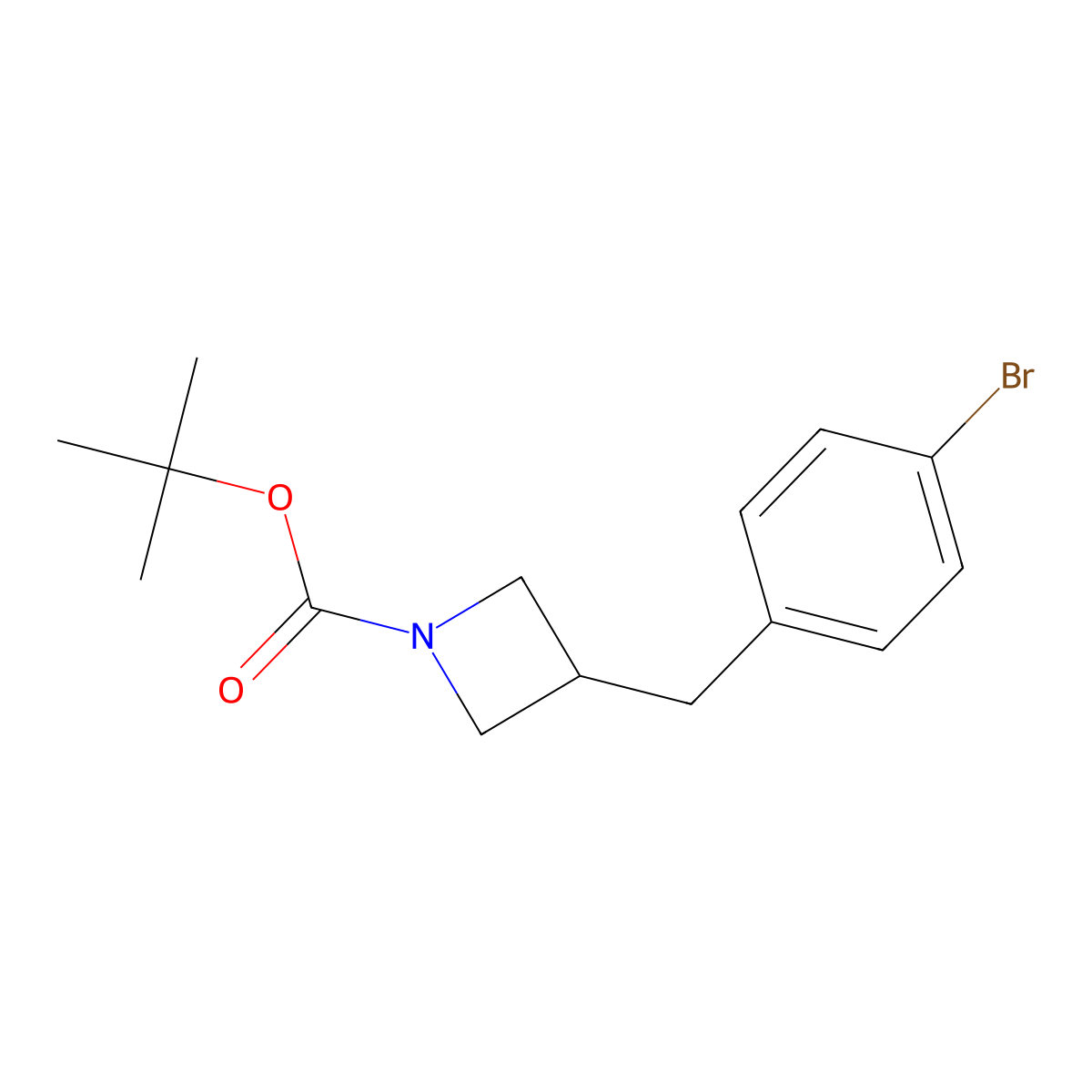 Tert-butyl 3-[(4-bromophenyl)methyl]azetidine-1-carboxylate molecular structure, CAS 2639269-79-5