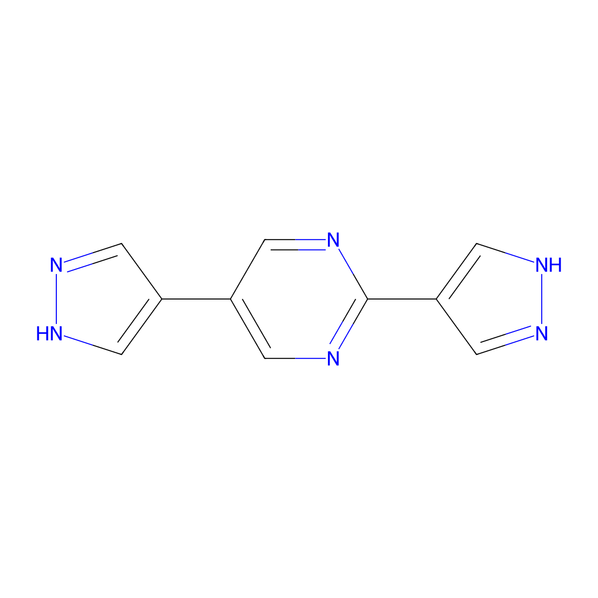 2,5-Di(1H-pyrazol-4-yl)pyrimidine molecular structure, CAS 2639294-77-0
