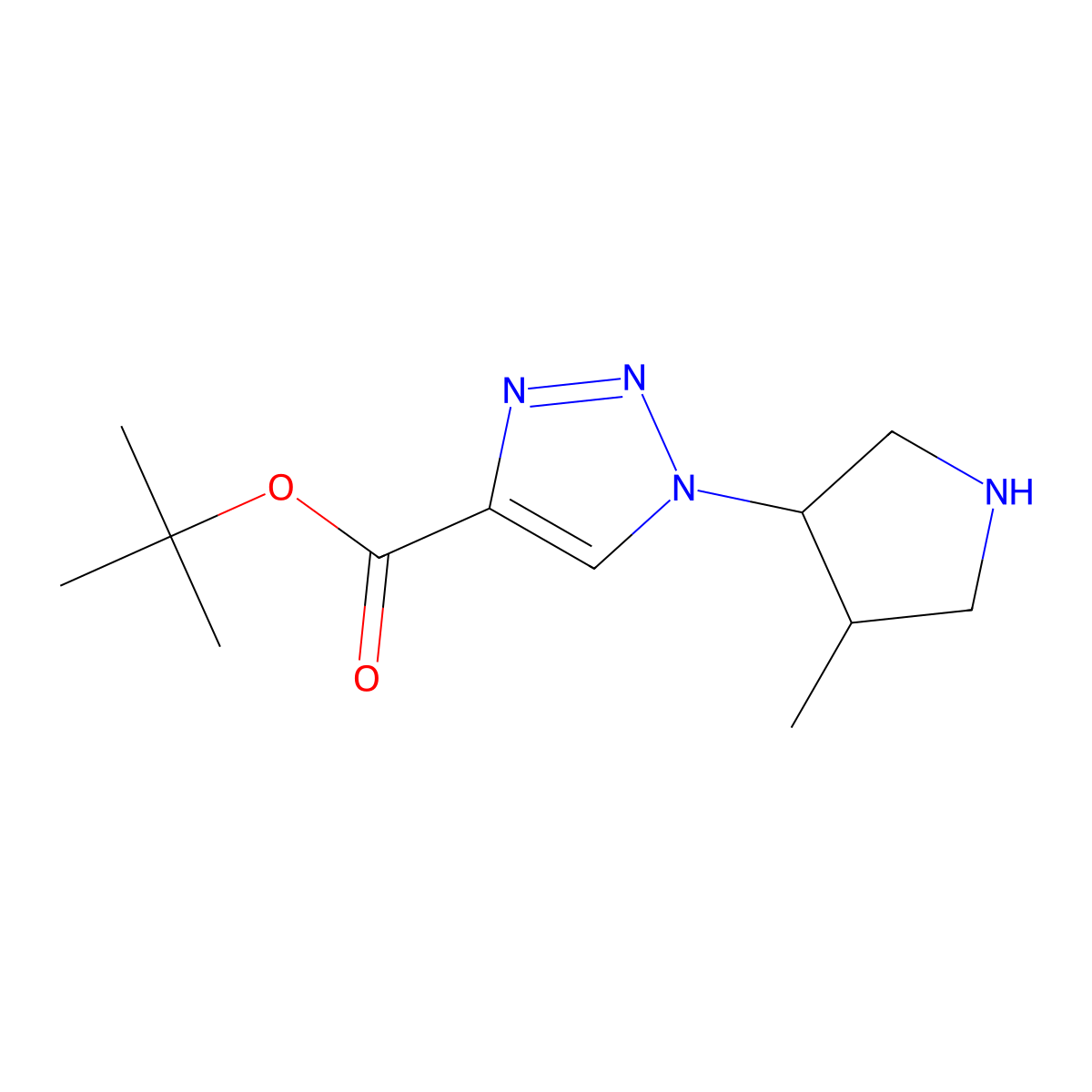 rac-tert-butyl 1-[(3R,4S)-4-methylpyrrolidin-3-yl]-1H-1,2,3-triazole-4-carboxylate molecular structure, CAS 2639370-61-7