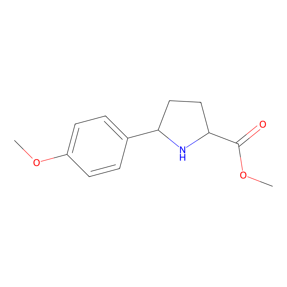 methyl (2R,5R)-5-(4-methoxyphenyl)pyrrolidine-2-carboxylate molecular structure, CAS 2639370-63-9