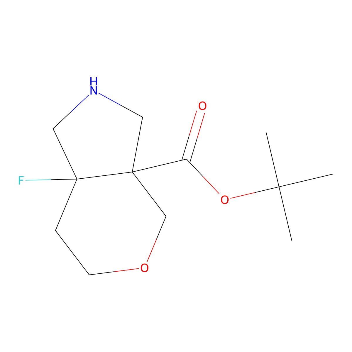 rac-tert-butyl (3aR,7aR)-7a-fluoro-octahydropyrano[3,4-c]pyrrole-3a-carboxylate molecular structure, CAS 2639370-66-2