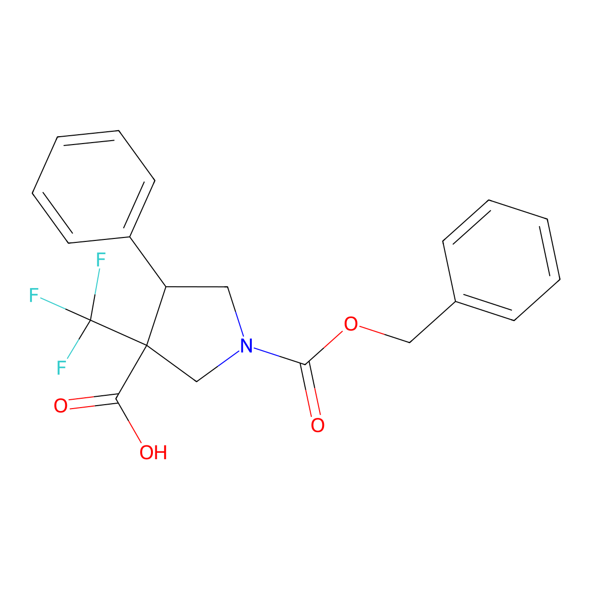 rac-(3R,4S)-1-[(benzyloxy)carbonyl]-4-phenyl-3-(trifluoromethyl)pyrrolidine-3-carboxylic acid molecular structure, CAS 2639370-67-3