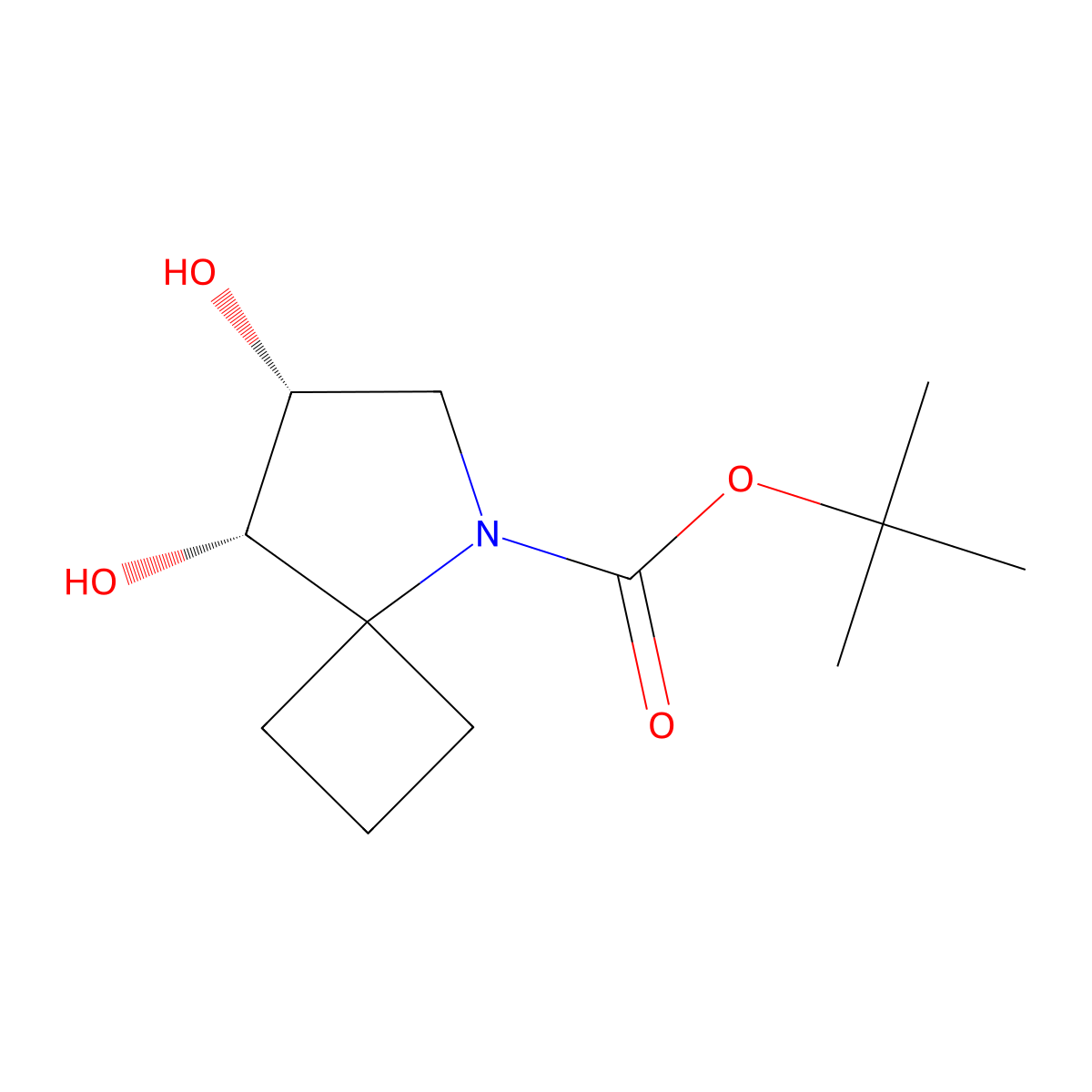 rac-tert-butyl (7R,8S)-7,8-dihydroxy-5-azaspiro[3.4]octane-5-carboxylate molecular structure, CAS 2639370-75-3