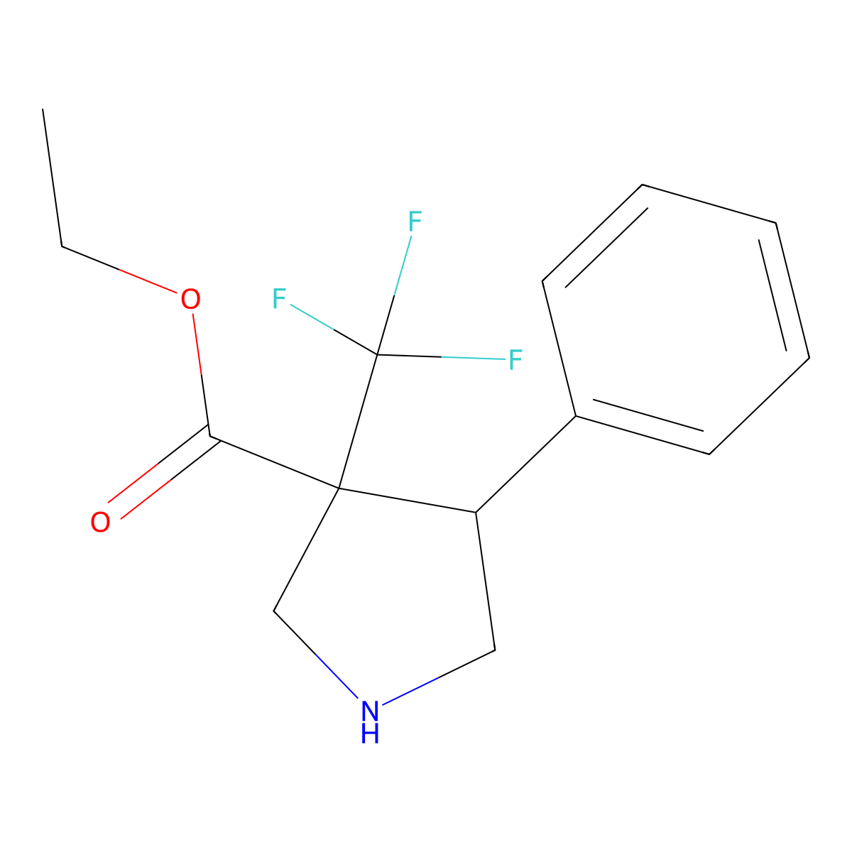 rac-ethyl (3R,4S)-4-phenyl-3-(trifluoromethyl)pyrrolidine-3-carboxylate molecular structure, CAS 2639370-89-9
