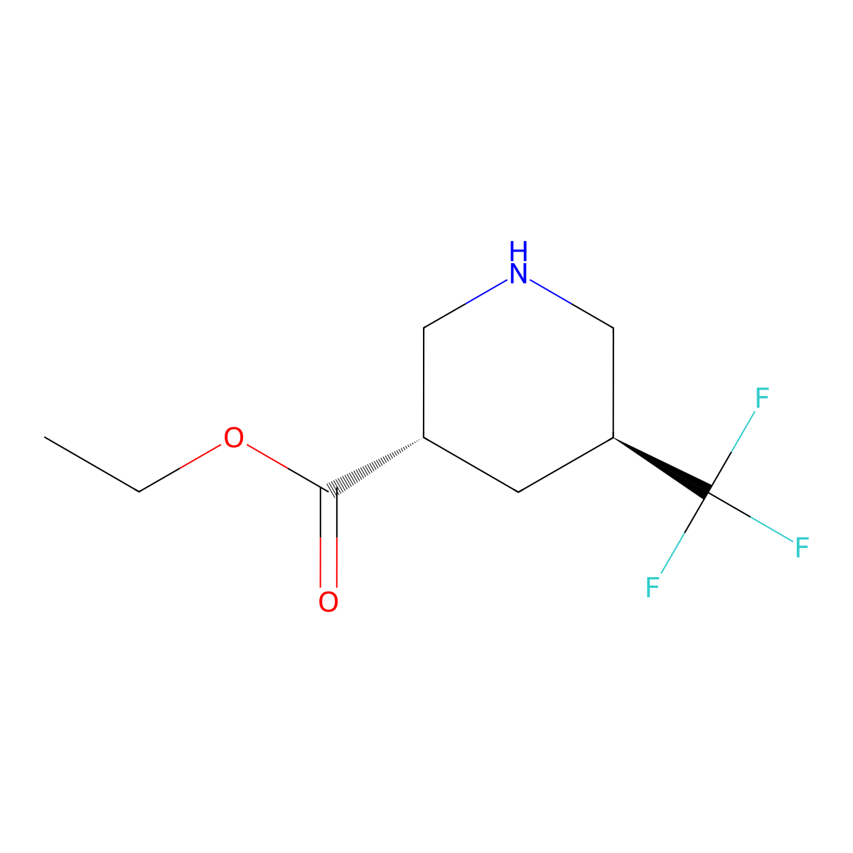 rac-ethyl (3R,5R)-5-(trifluoromethyl)piperidine-3-carboxylate molecular structure, CAS 2639370-91-3