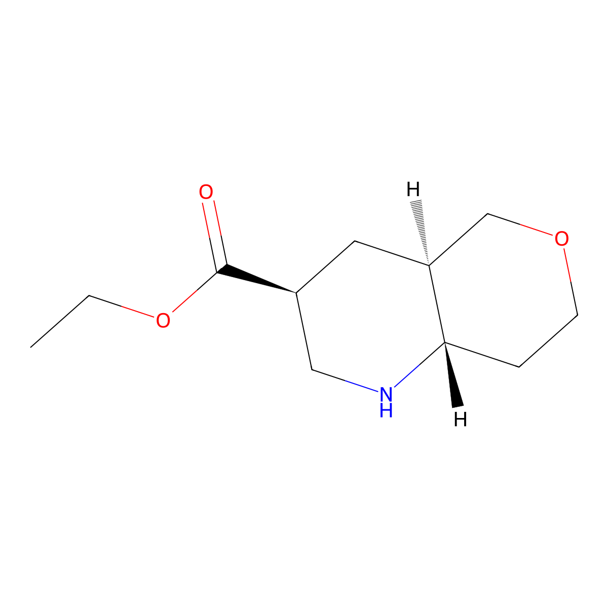 rac-ethyl (3R,4aS,8aR)-octahydro-1H-pyrano[4,3-b]pyridine-3-carboxylate molecular structure, CAS 2639370-96-8