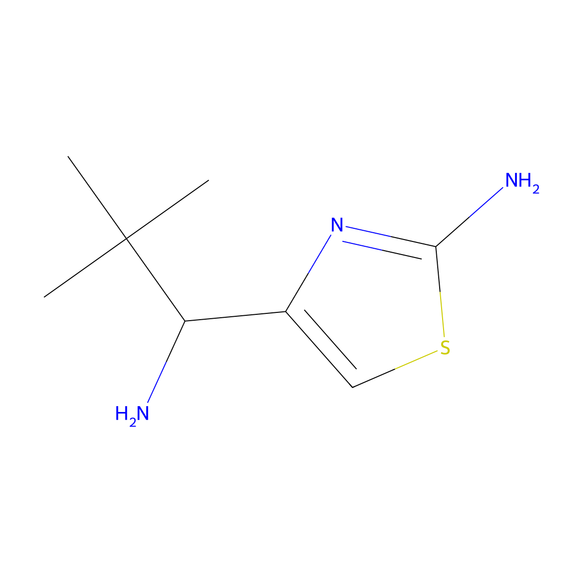 4-[(1R)-1-amino-2,2-dimethylpropyl]-1,3-thiazol-2-amine molecular structure, CAS 2639371-20-1