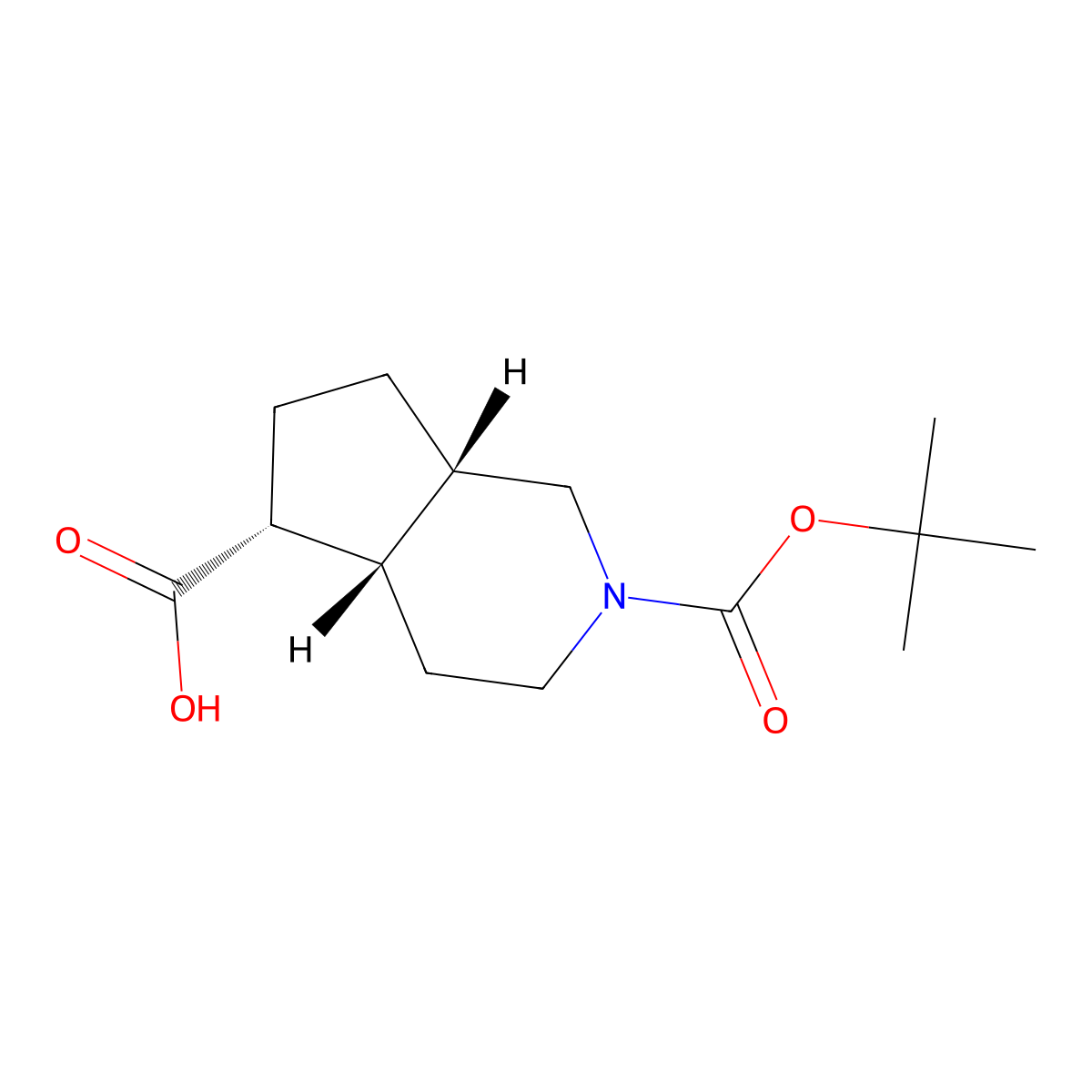 rac-(4aR,5S,7aR)-2-[(tert-butoxy)carbonyl]-octahydro-1H-cyclopenta[c]pyridine-5-carboxylic acid molecular structure, CAS 2639371-46-1