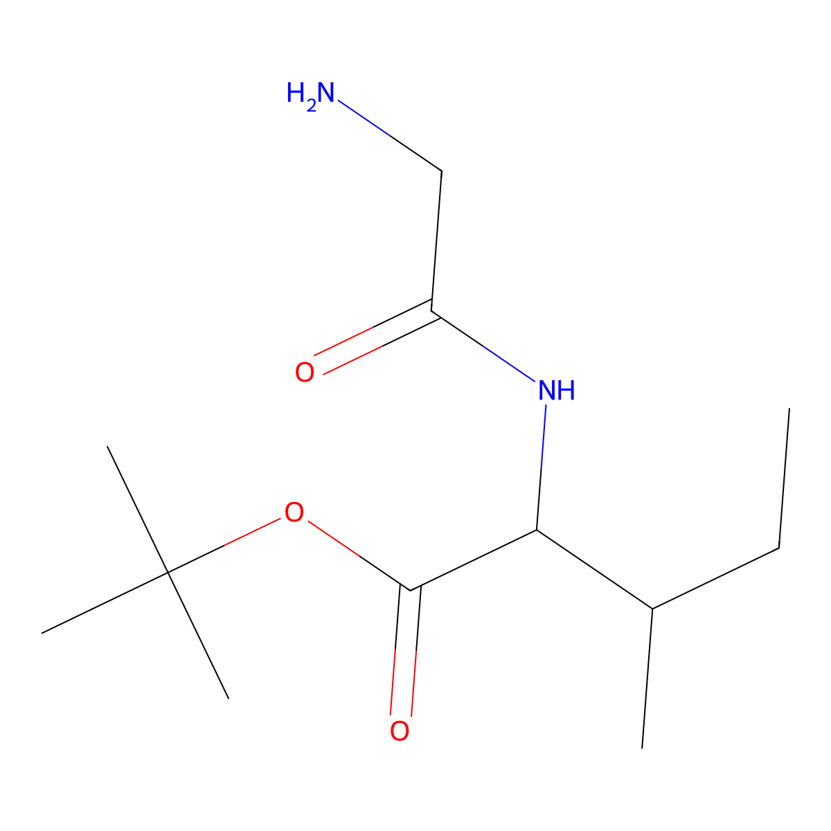 tert-butyl (2S,3S)-2-(2-aminoacetamido)-3-methylpentanoate molecular structure, CAS 2639371-50-7